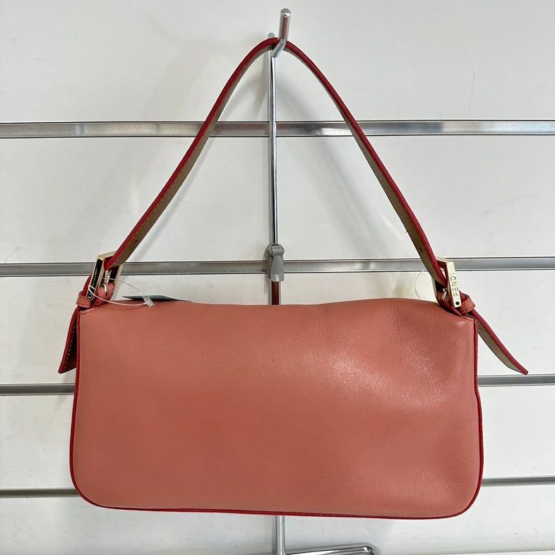 Fendi Pink Leather Baguette Shoulder Bag