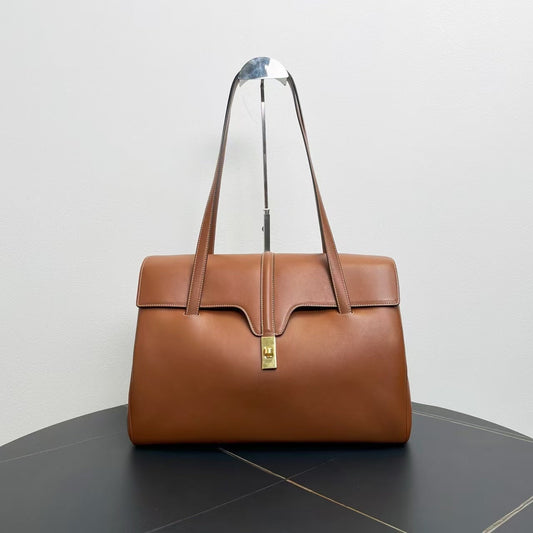 Luxury CELINE Brown Leather Large Tote Bag