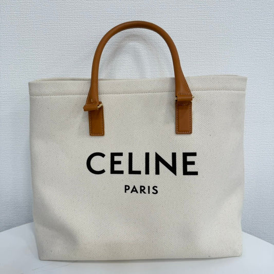 Luxury CELINE Canvas Leather Tote Bag FM0160 in Beige
