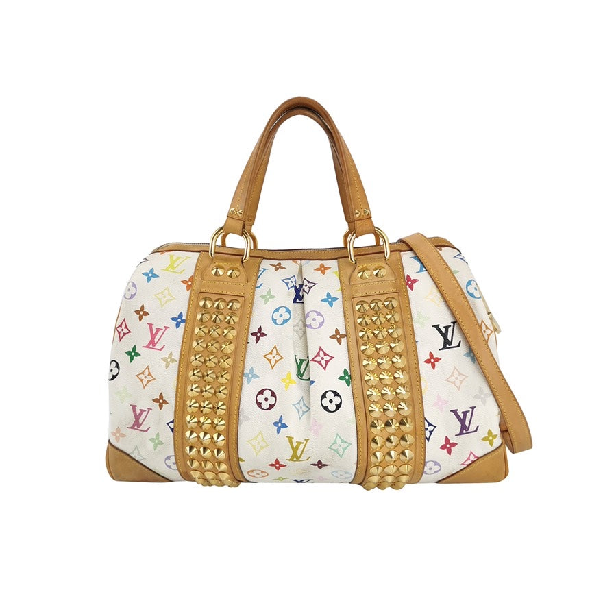 Louis Vuitton Multicolored Satchel Bag in White Canvas