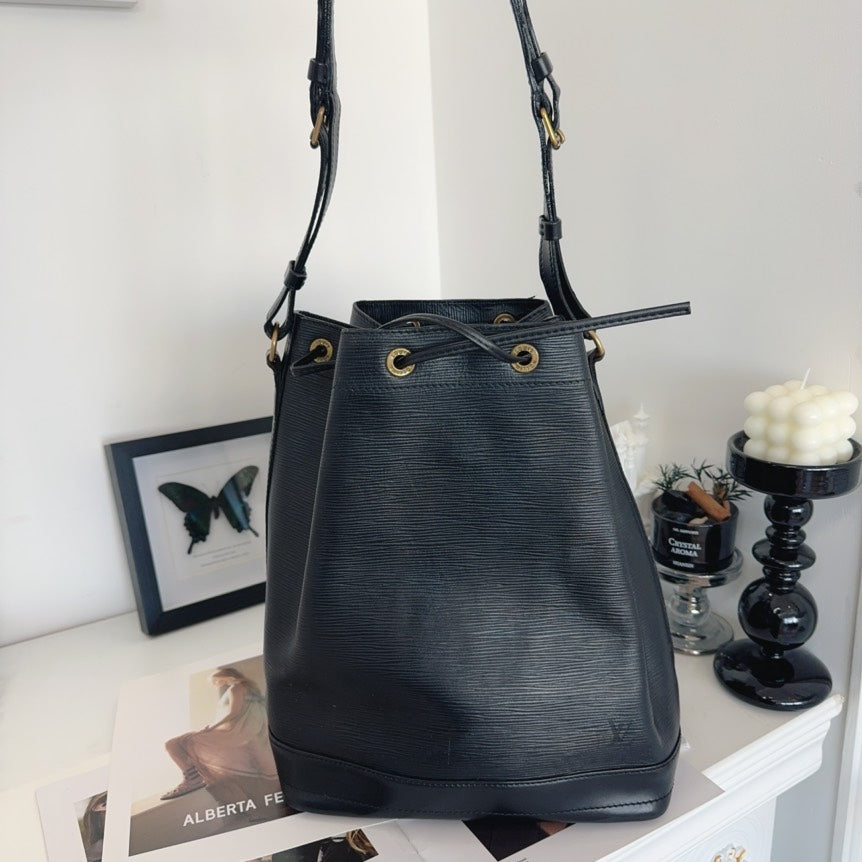 Louis Vuitton Petit Noe Epi Leather Black Bucket Bag
