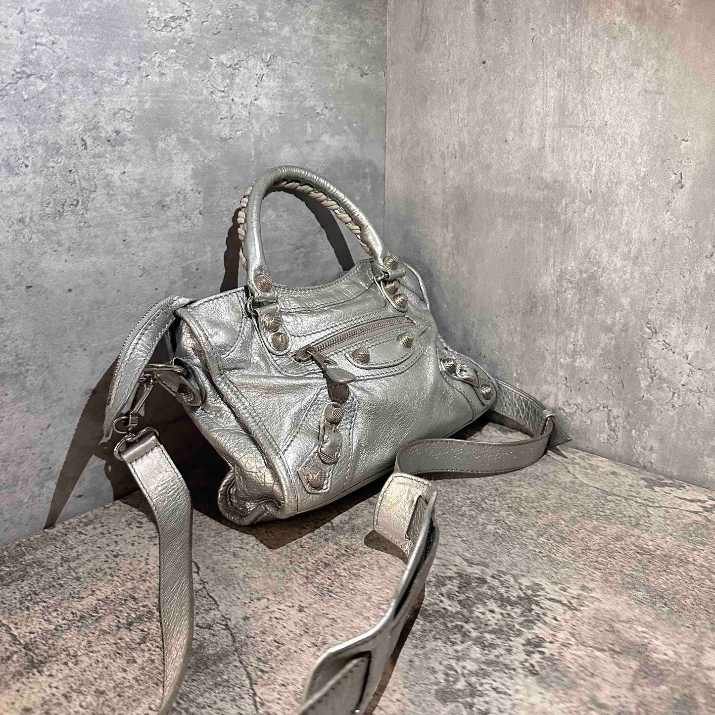 🛍️ Balenciaga city mini bag silver color