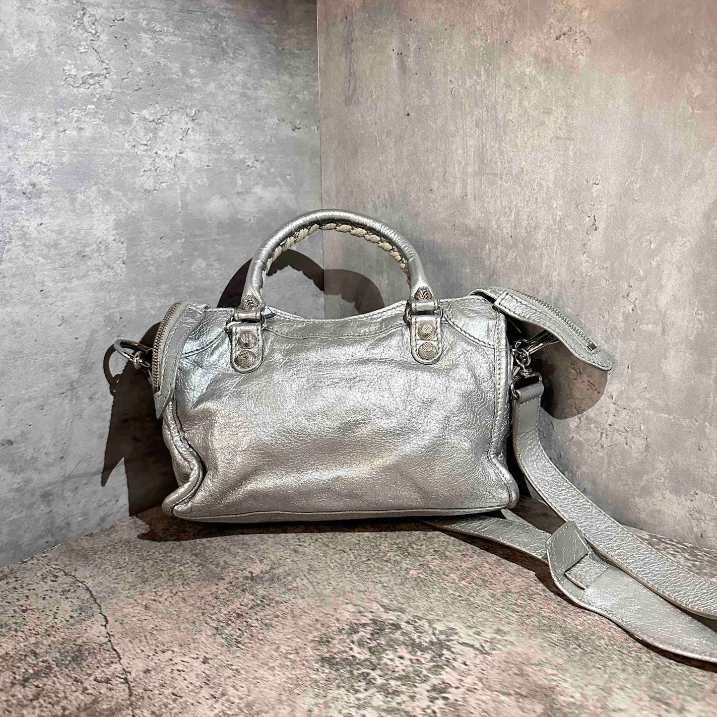 🛍️ Balenciaga city mini bag silver color