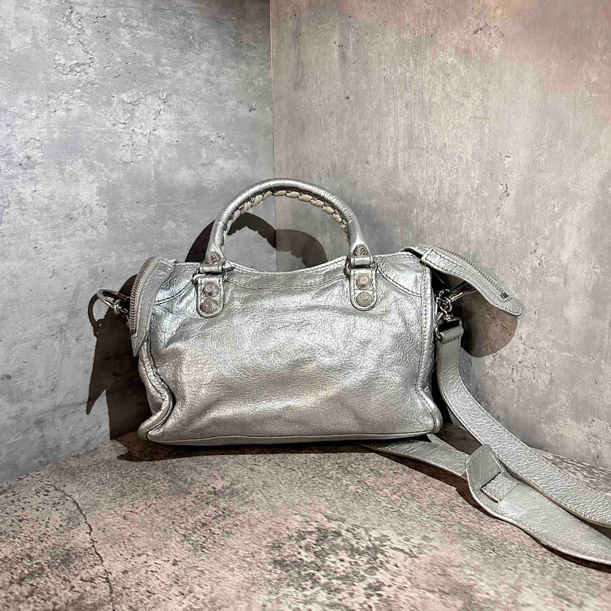 🛍️ Balenciaga city mini bag silver color