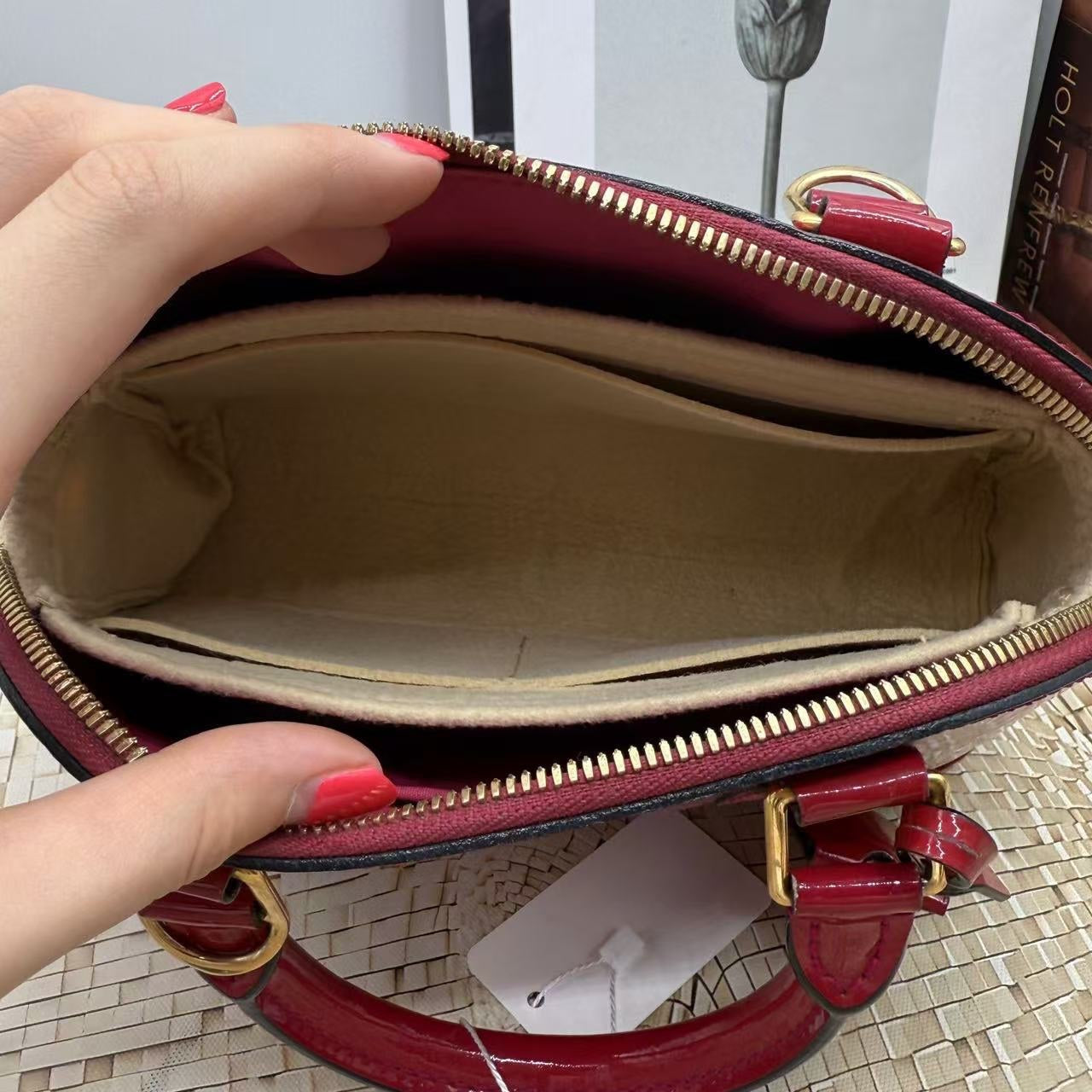 Louis Vuitton Alma PM Red Patent Leather Two-Way Handle Bag