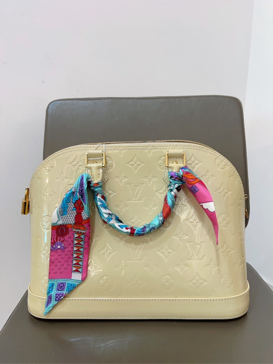 Louis Vuitton lv Alma patent yellow tote