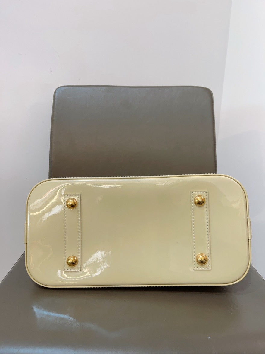 Louis Vuitton lv Alma patent yellow tote