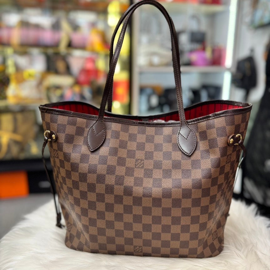Louis Vuitton Neverfull MM Damier Ebene Tote Bag
