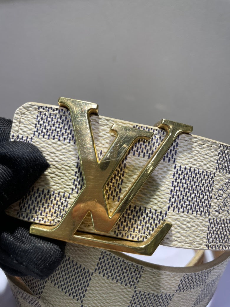 Louis Vuitton Damier Azur Belt in White Leather