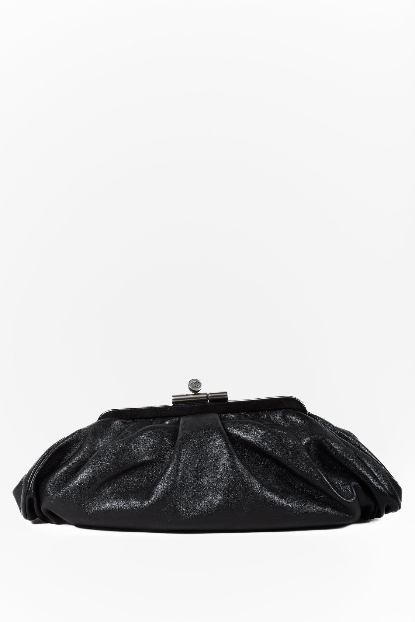 Chanel 07A Black Leather Clutch Bag