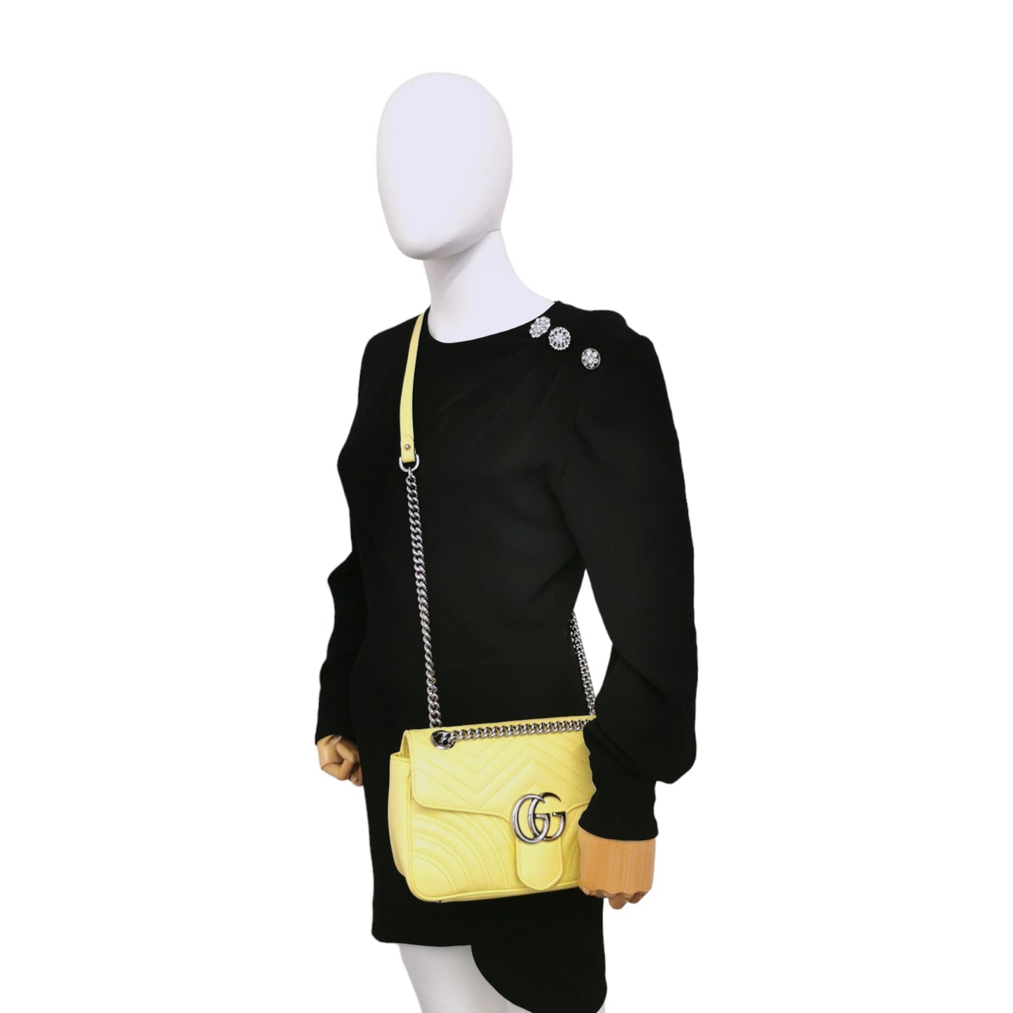 Gucci GG Marmont Yellow Leather Quilted Crossbody