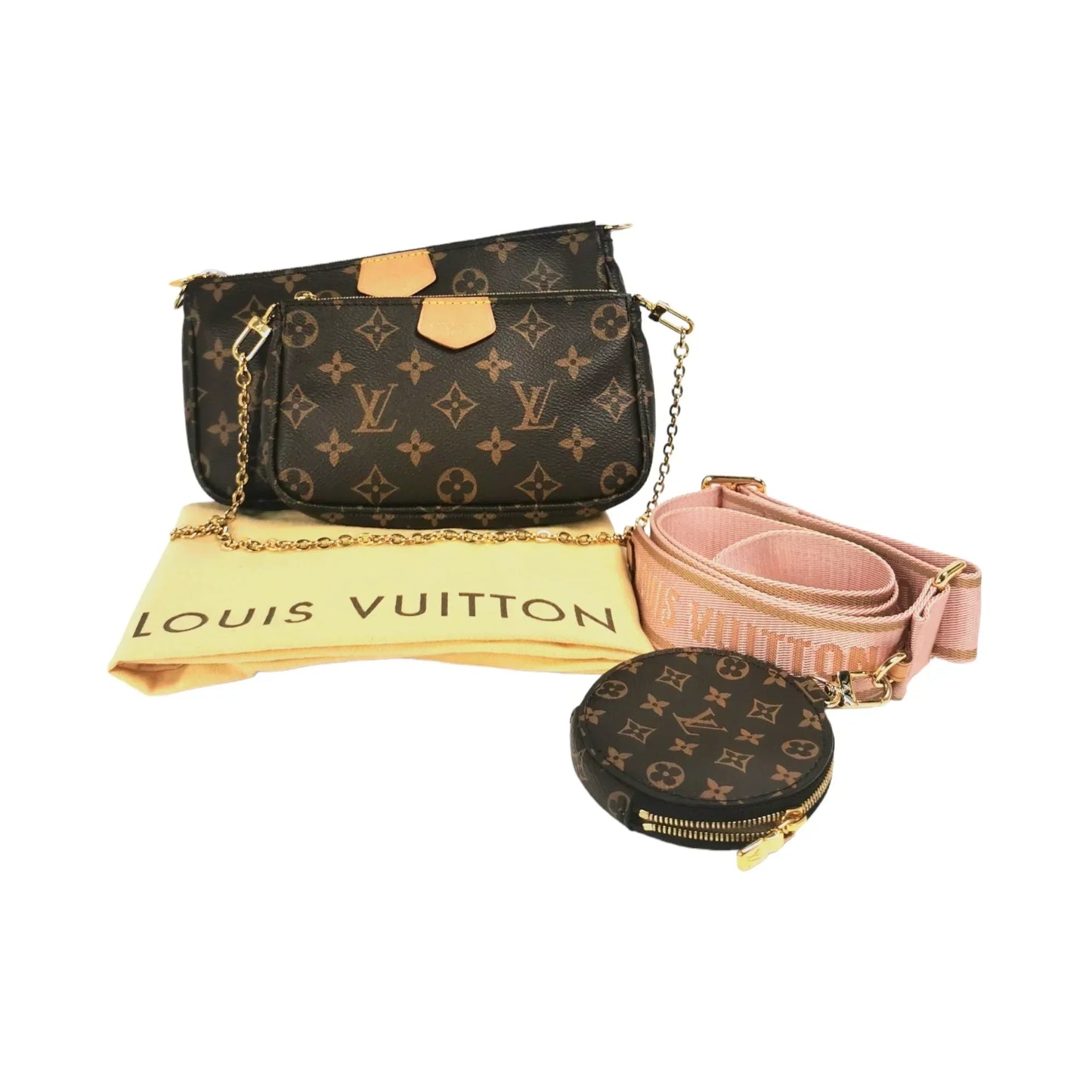 Louis Vuitton Multi-Pochette Accessoires Monogram Canvas Pink Strap Clutch
