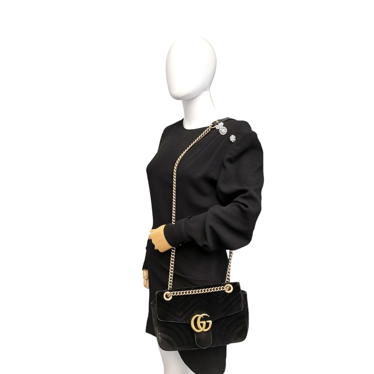Gucci GG Marmont Black Quilted Crossbody