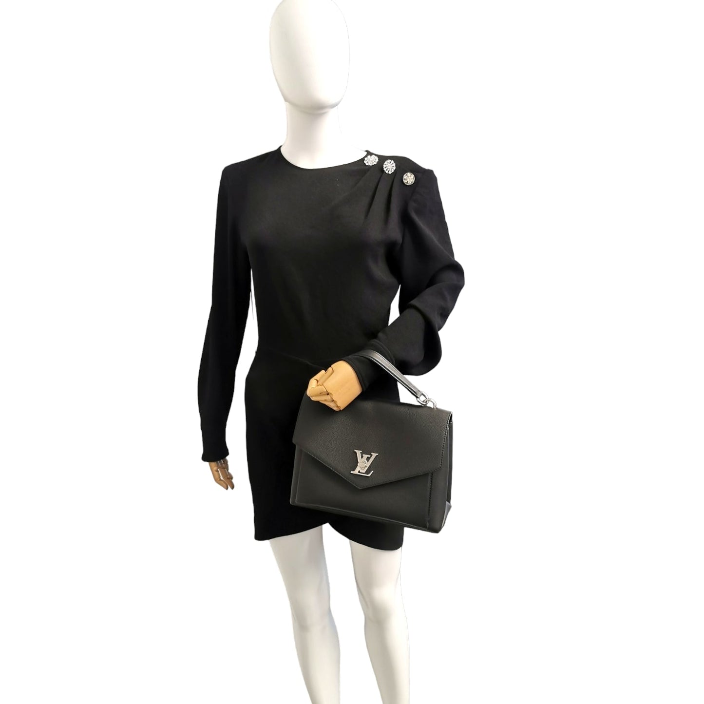 Louis Vuitton Mylockme Top Handle Black Taurillon Handbag