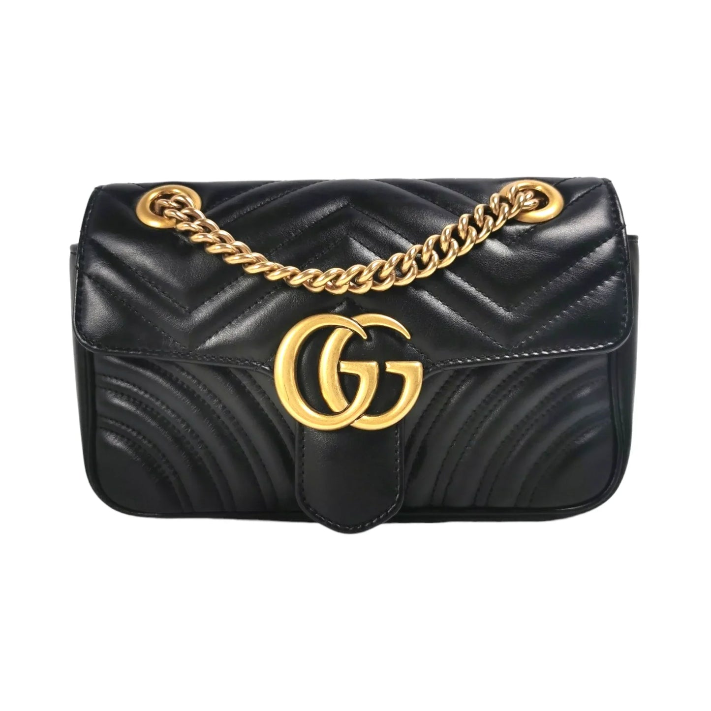 Gucci GG Marmont Black Leather Quilted Crossbody Style 2