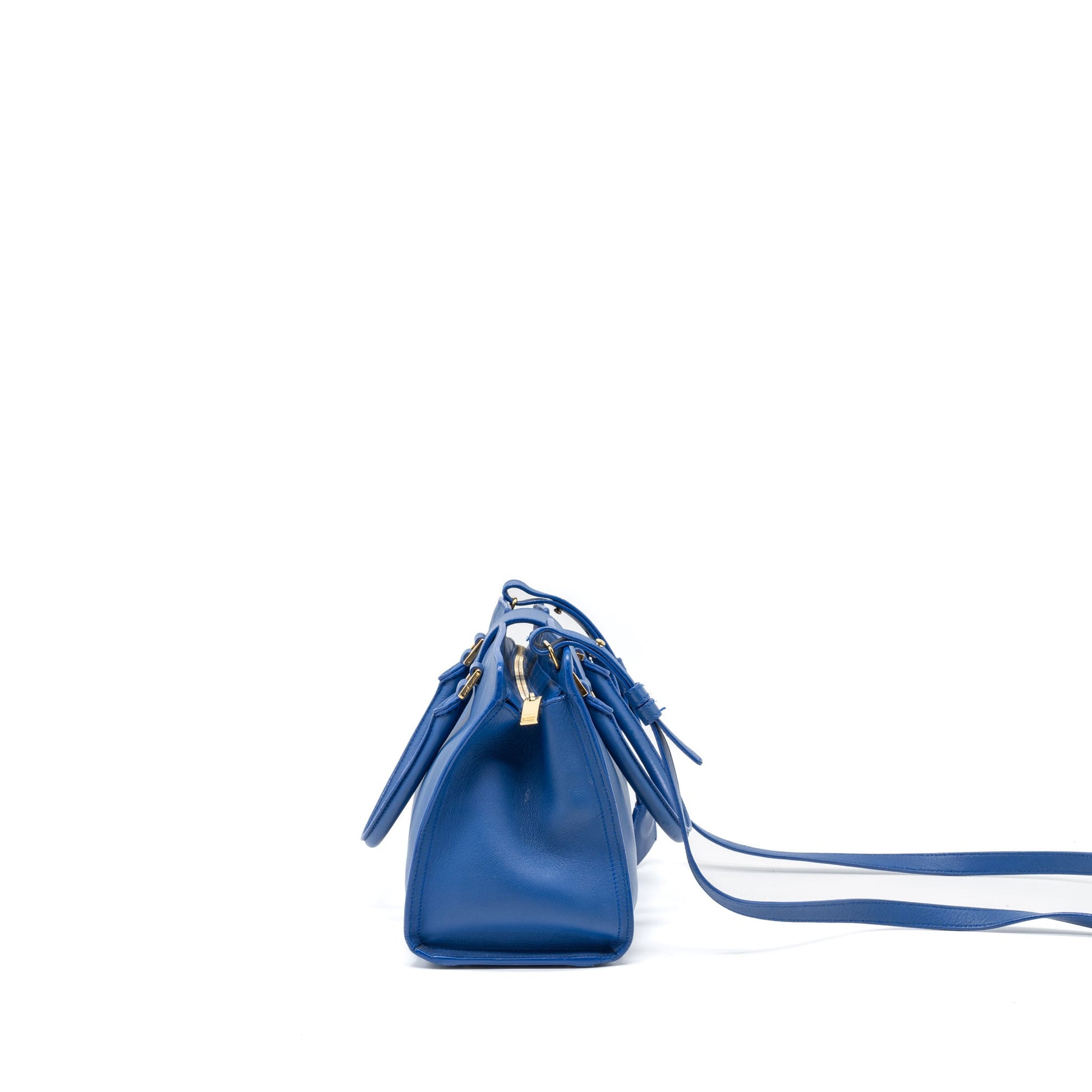 Saint Laurent Cabas Tote Purse Calfskin Blue