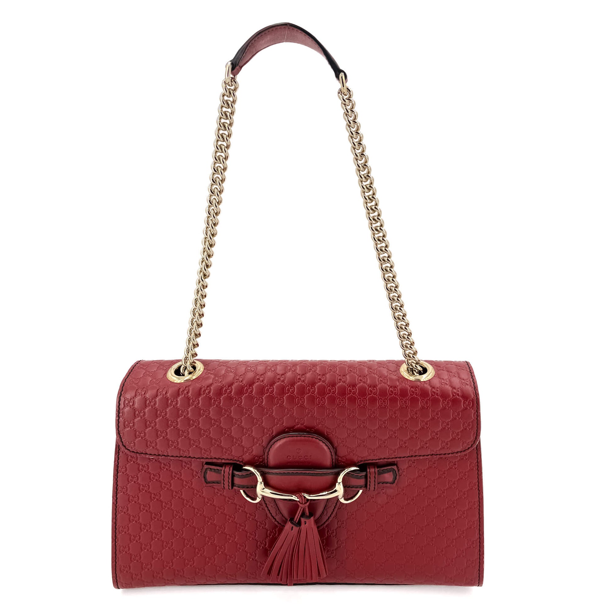 Gucci Guccissima Red Leather Chain Shoulder Bag Style 1