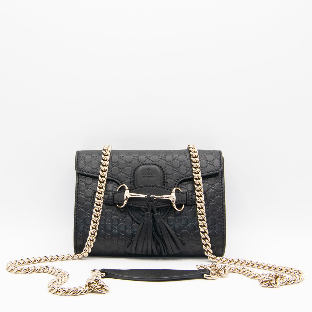 Gucci Monogram Pochette Leather Canvas Shoulder Bag
