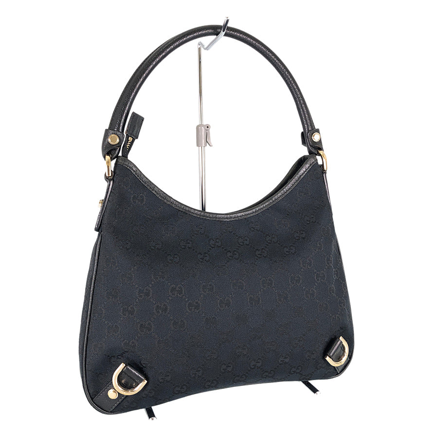 Gucci Twist Leather Canvas Shoulder Bag