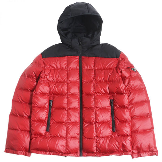 PRADA Down jacket Outer: 100% polyamide (nylon), Lining: 100% polyamide (nylon), Part: 100% polyester, Filling: 90% down, Filling: 10% feather Red x black mens S