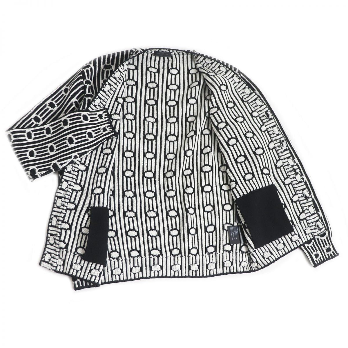 PRADA knit Outer: 70% virgin wool, Outer: 30% cashmere Black x white mens 44