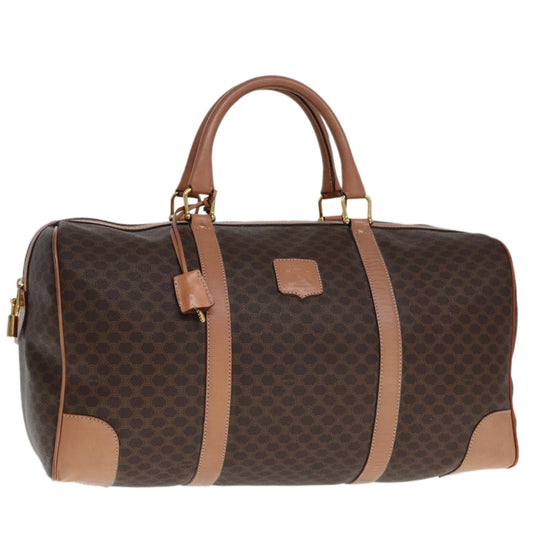 Luxury CELINE Macadam Canvas Boston Bag PVC Leather Brown tb1107
