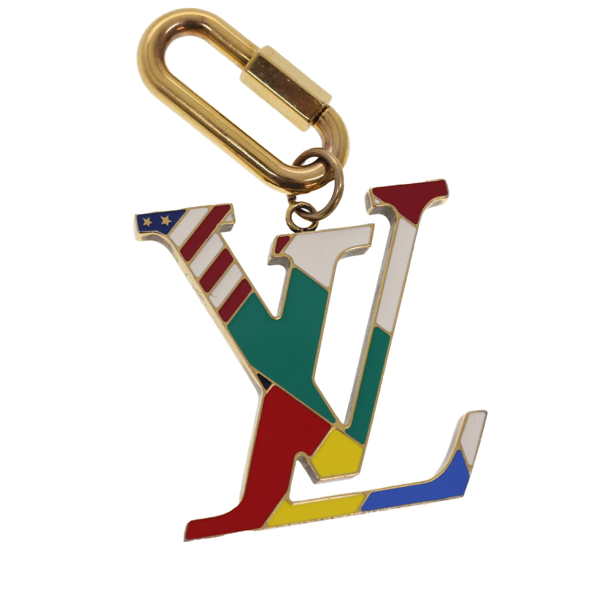LOUIS VUITTON Bijou Sac LV Flag Charm Gold Tone Multicolor MP2484 LV tb621
