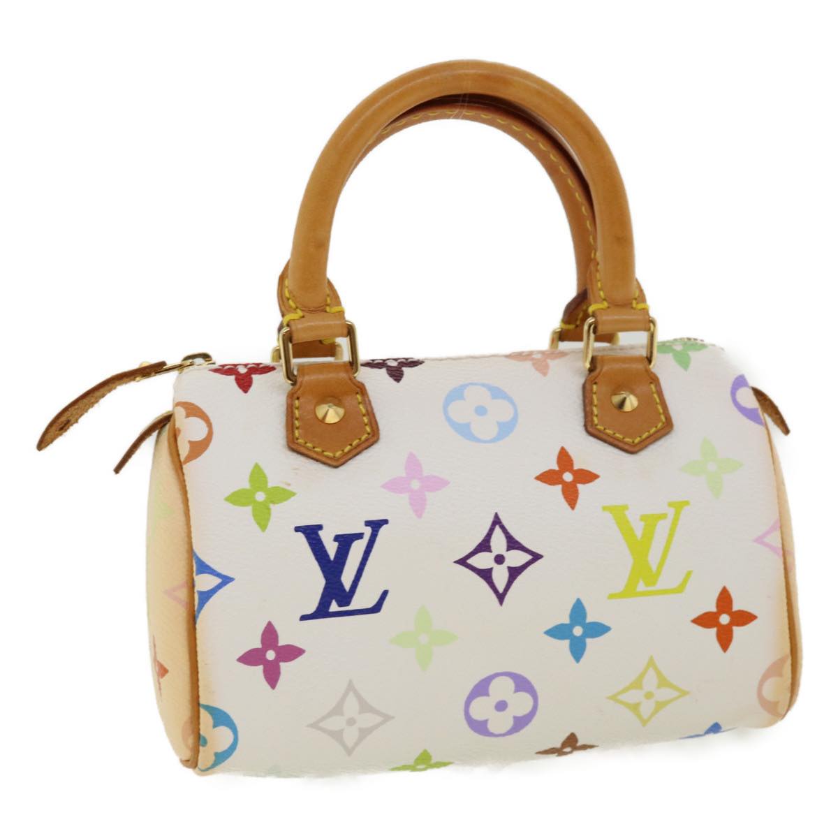 LOUIS VUITTON Monogram Multicolor Mini Hand Bag White Auth am1710g