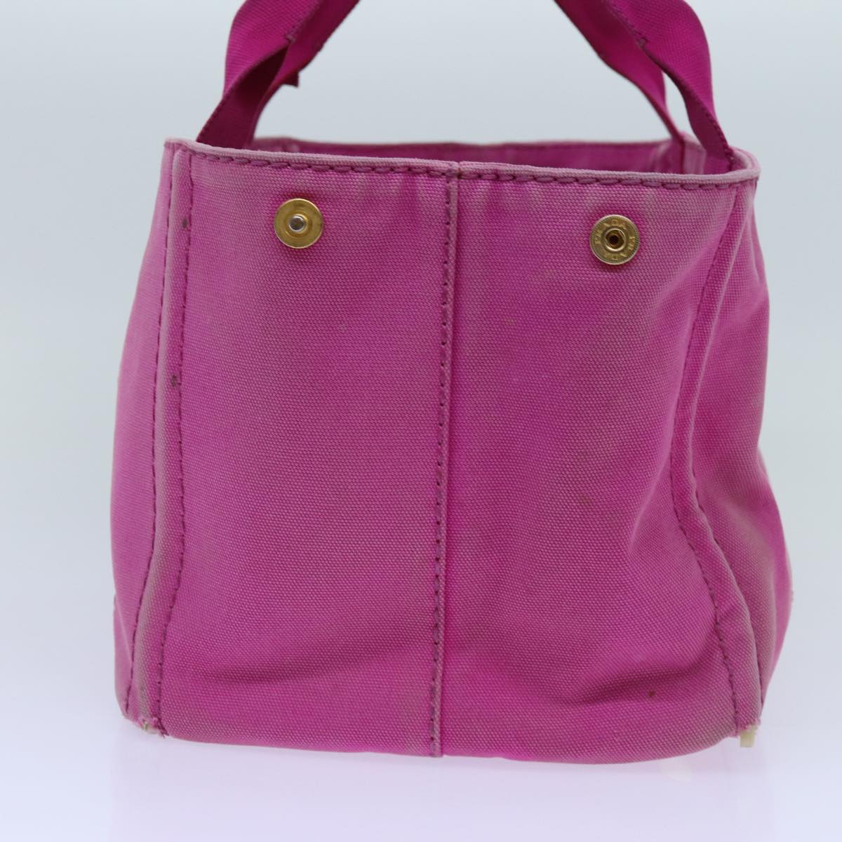 PRADA Canapa MM Hand Bag Canvas Pink Auth