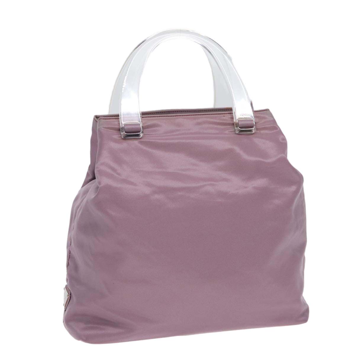PRADA Hand Bag Nylon Pink Silver Auth