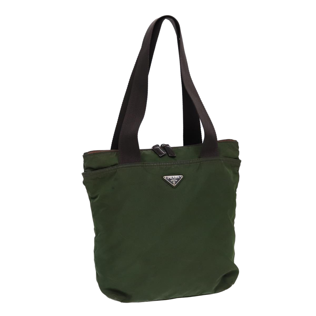 PRADA Tote Bag Nylon Khaki Brown Auth