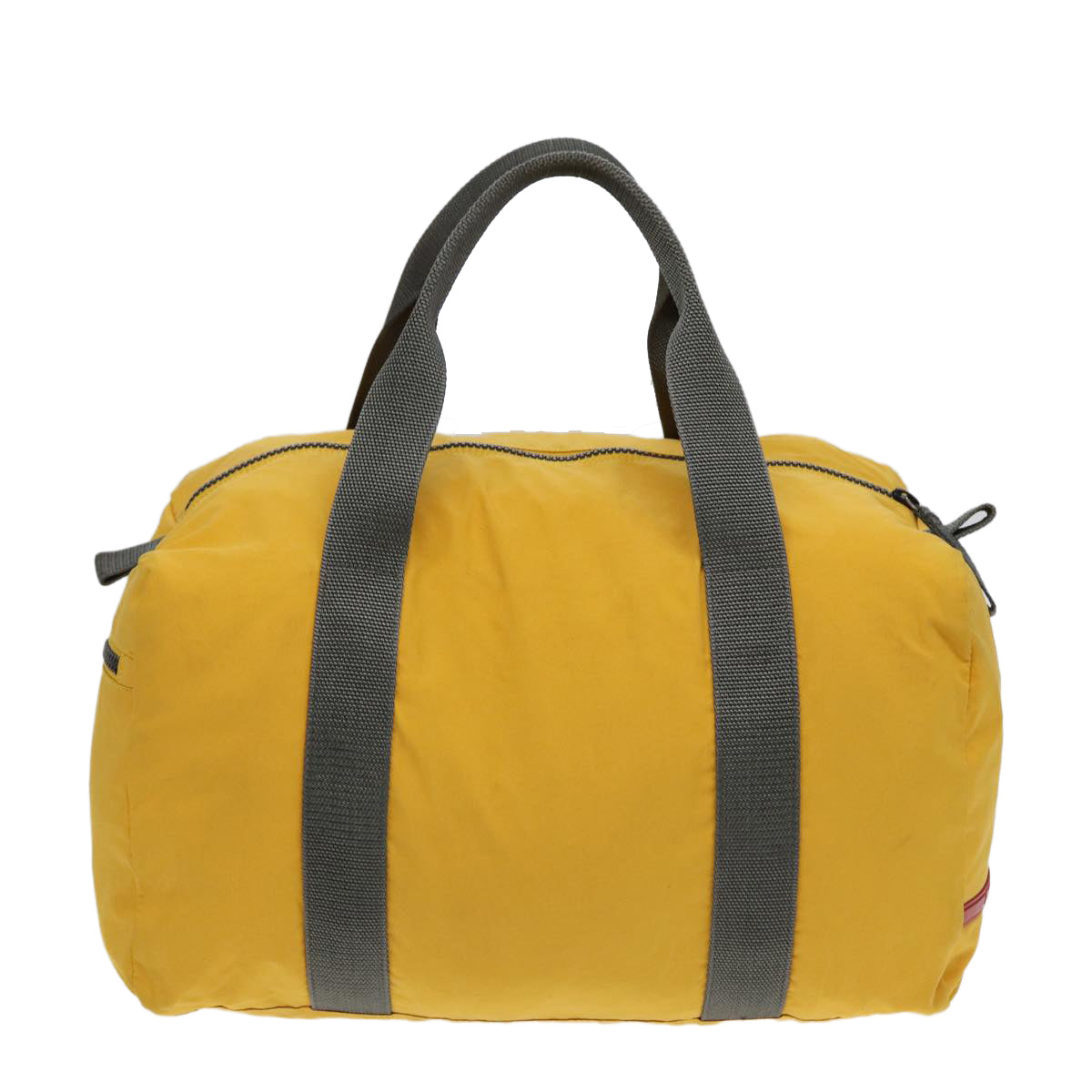 PRADA Sports Boston Bag Nylon Yellow Gray Silver Auth