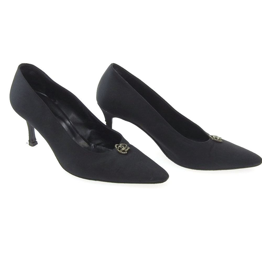 Chanel Satin Camellia Heels Black Size 38 Classic Flap Tote