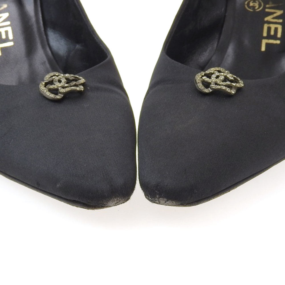Chanel Satin Camellia Heels Black Size 38 Classic Flap Tote