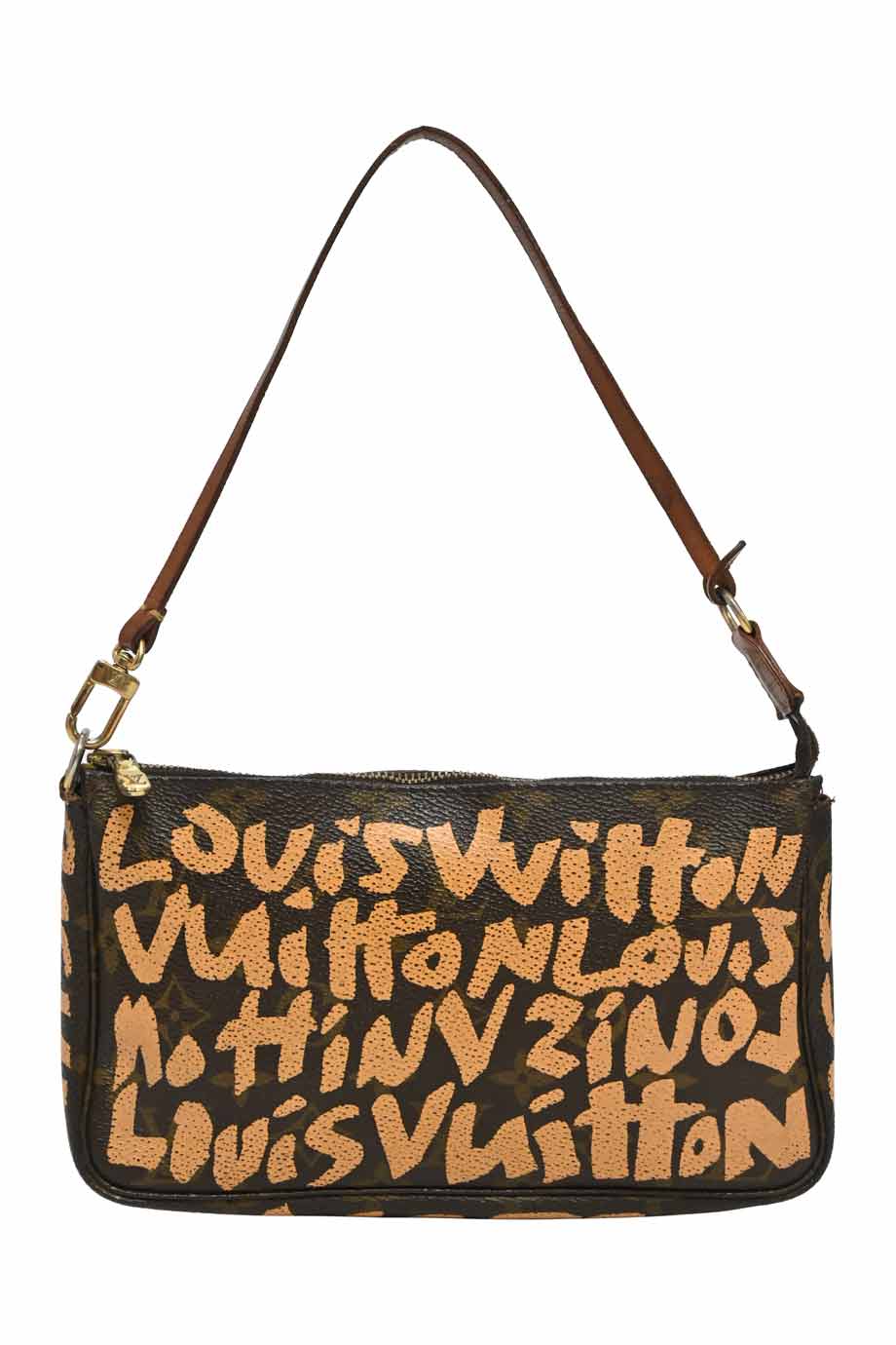 LOUIS VUITTON x Stephen Spro brown and orange graffiti monogram Pochette Accessoires Clutch
