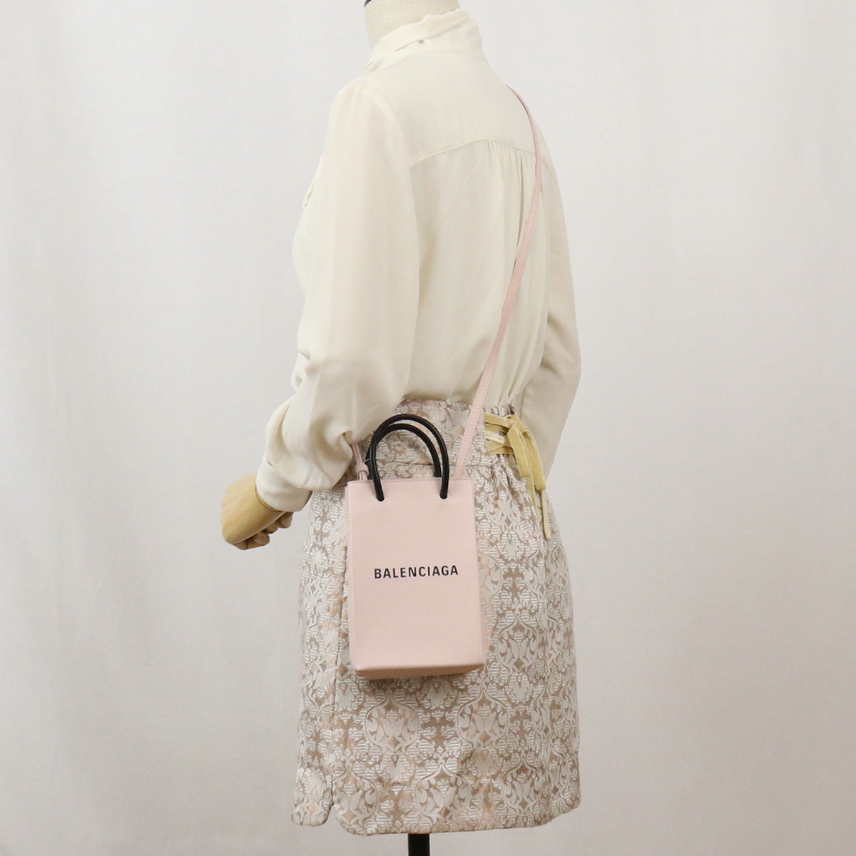 BALENCIAGA 593826 mini shopping bag Diagonal shoulder bag Calfskin pink Women