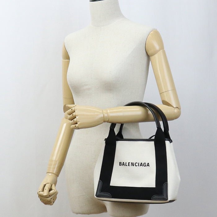 BALENCIAGA 390346 2HH3N 9260 Navy Kabas XS 2wayTote Bag canvas White Women
