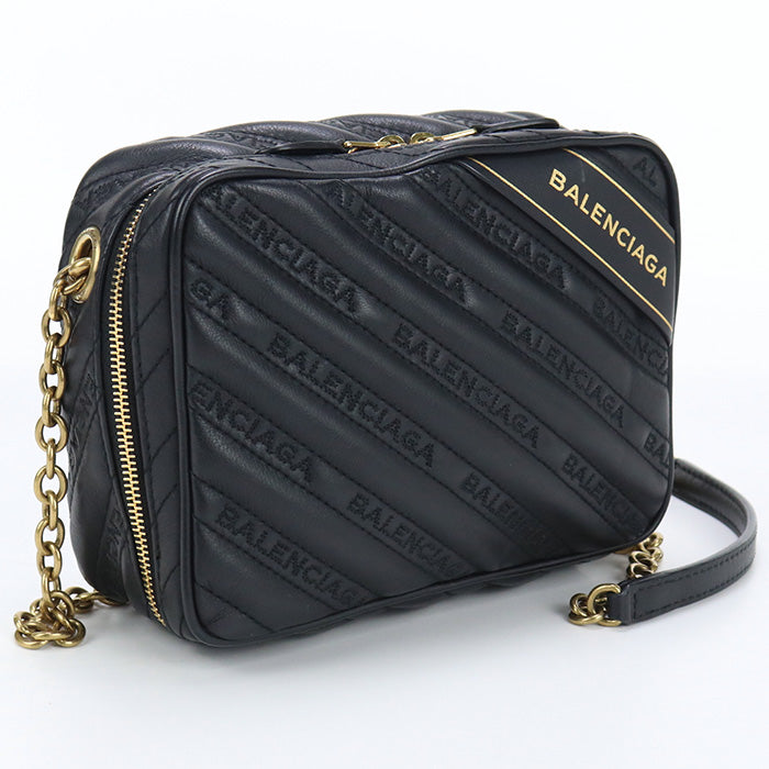 BALENCIAGA 502026 1000 ChainShoulder Bag Diagonal leather black Women
