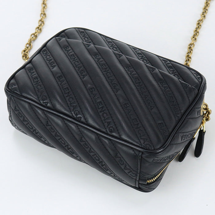 BALENCIAGA 502026 1000 ChainShoulder Bag Diagonal leather black Women