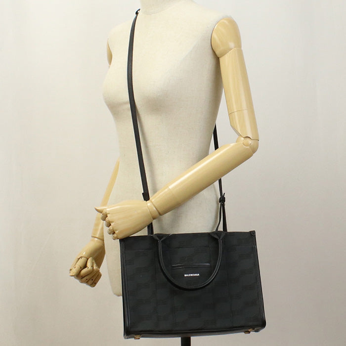 BALENCIAGA 714187 Hardware 2.0 Small Tote Bag shoulder bag canvas black Women