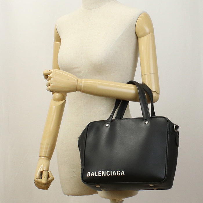 BALENCIAGA 513999 1000 Triangle Square S 2way Handbag shoulderbag Calfskin black