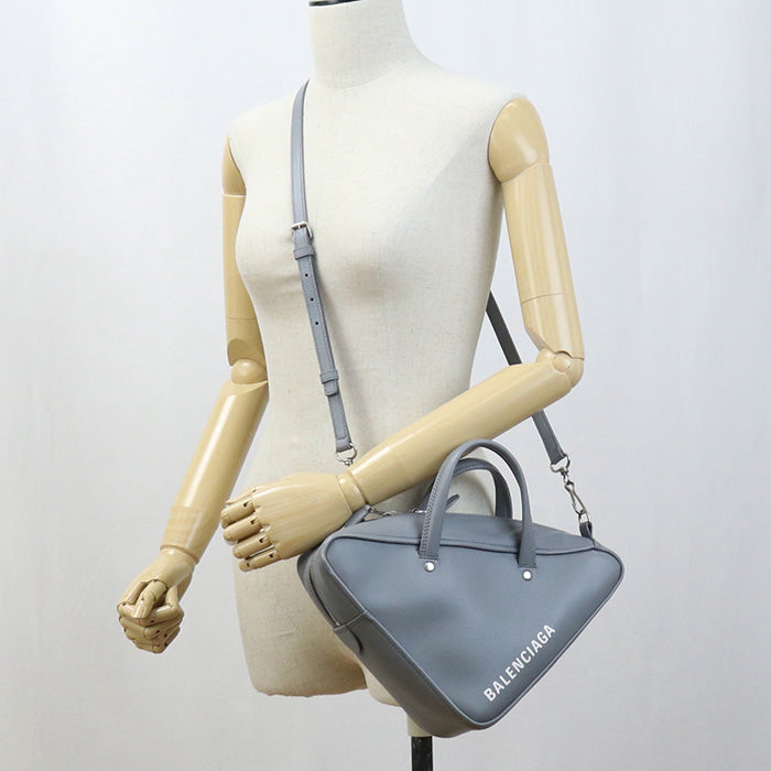 BALENCIAGA 476975 triangle duffel 2way Handbag Shoulderbag Calfskin Gray Women