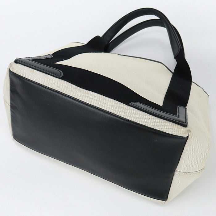 BALENCIAGA 339933 Navy kabas S Hand Bag cotton White Women