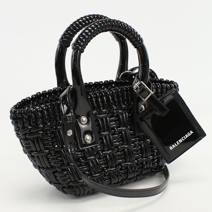 BALENCIAGA 678028 2IE2Y 1000 XXS With Strap Basket bistro Tote Bag Shoulder bag Polyurethane black Wome