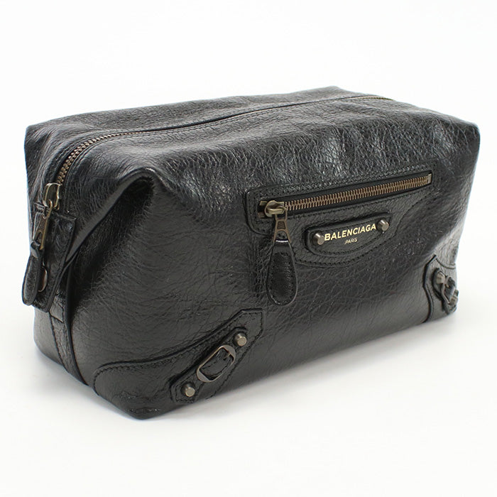 BALENCIAGA 439714 Clutch bag Pouch leather Black mens