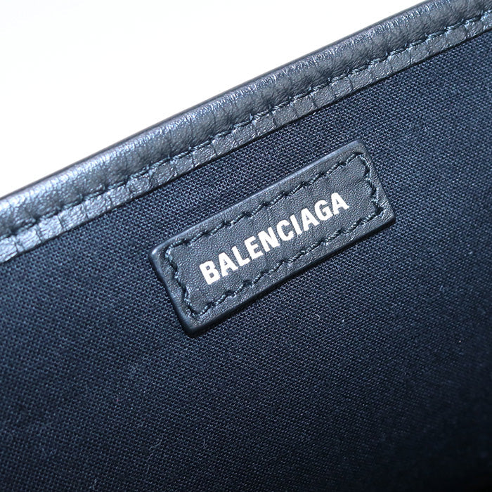 BALENCIAGA 339933 Navy kabas S Handbag Tote Bag Bag with pouch canvas white black Women