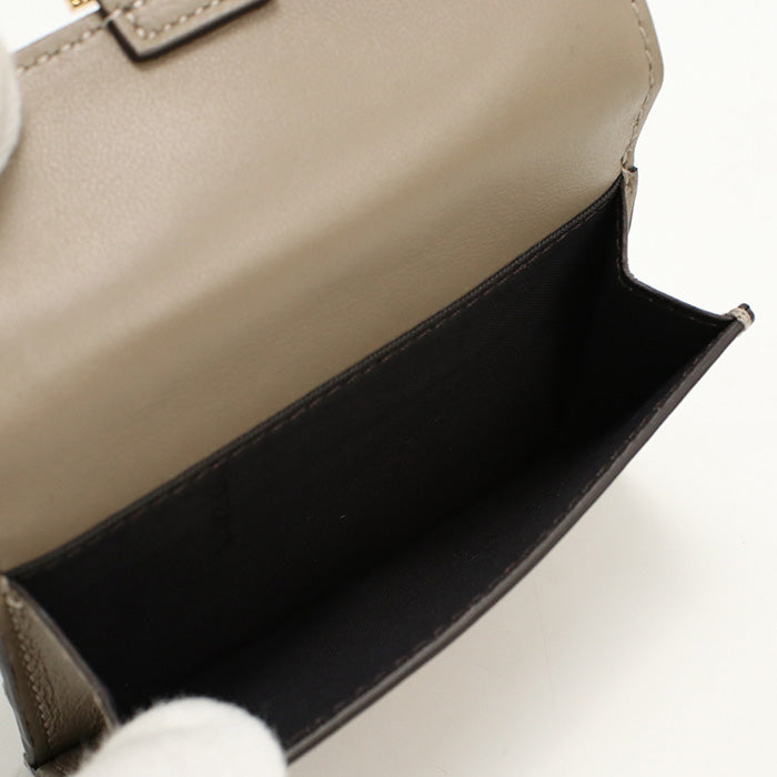 FENDI FE86385 Card Case baguette leather gray Women
