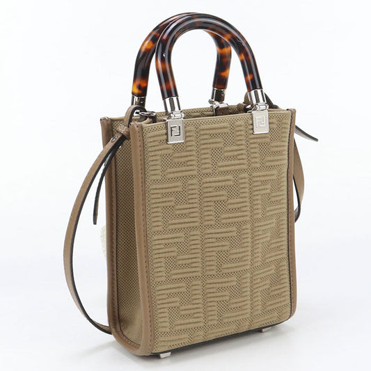 FENDI FE90594 sunshine shopper mini Tote Bag cotton beige Women