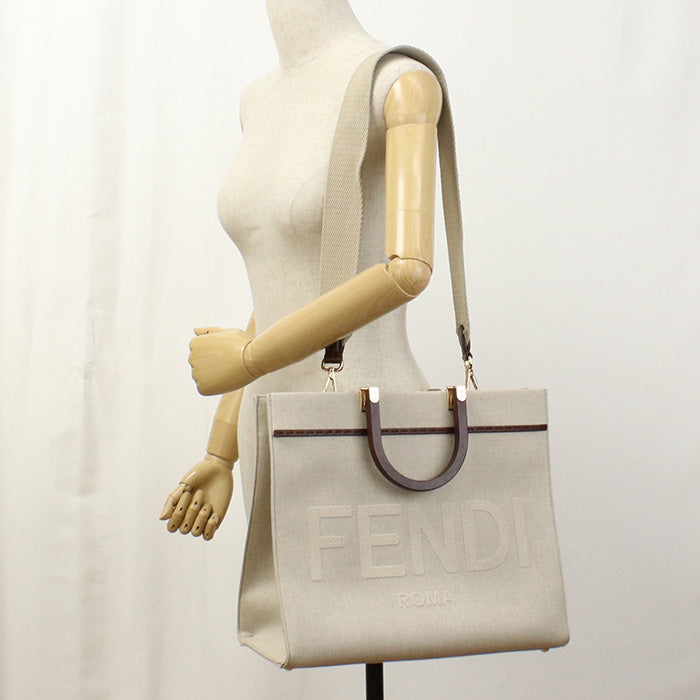 FENDI 8BH386 Sunshine Medium Tote Bag canvas/Sunshine Medium beige Women