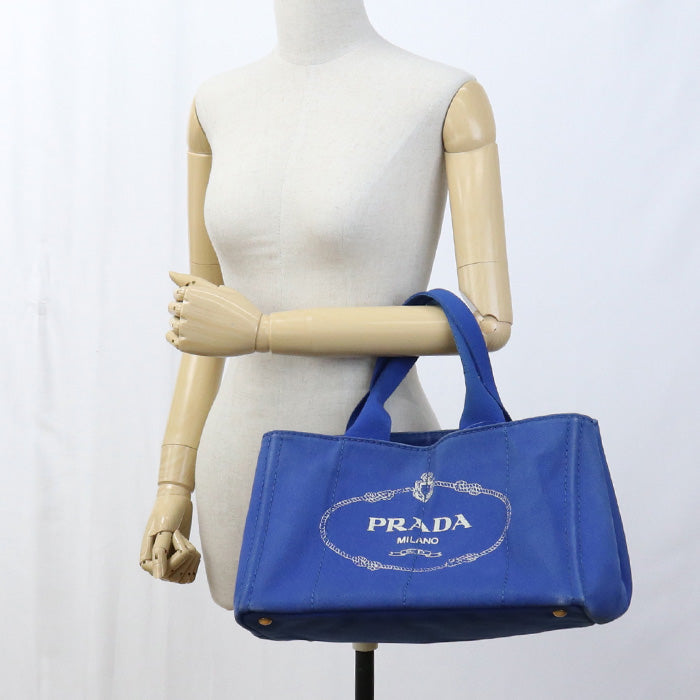 PRADA ZKI Tote Bag Canapa canvas blue Women